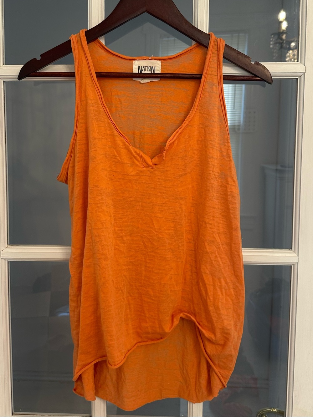 NATION LTD Women’s Orange Scoop Neck High Low Tank Top Size M
